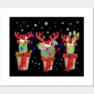 Cactus Christmas Lights Decoration Santa Hat Cactus Lovers Posters and Art